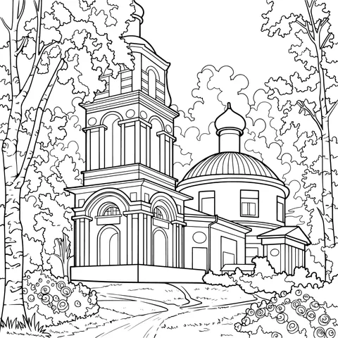 Red Building in the Forest