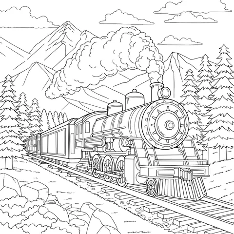 Steam train running in the mountains