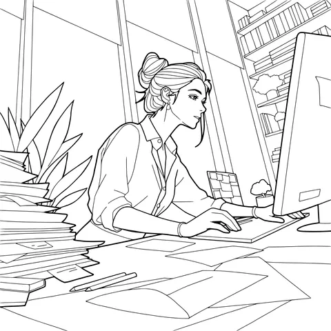 Woman Focused on Work