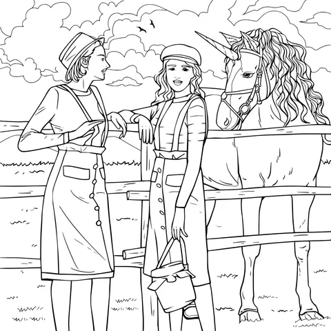 Girls and a Horse by the Ranch
