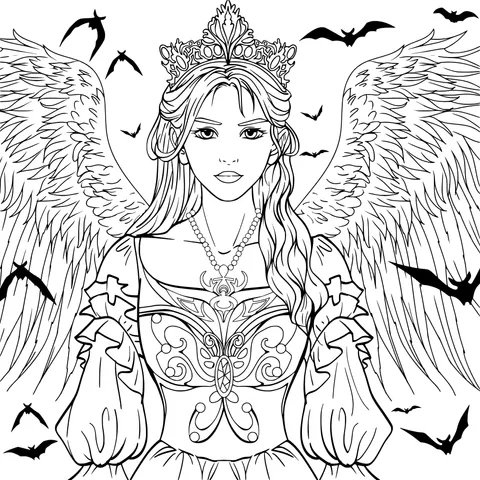 Red - dressed Queen with Wings