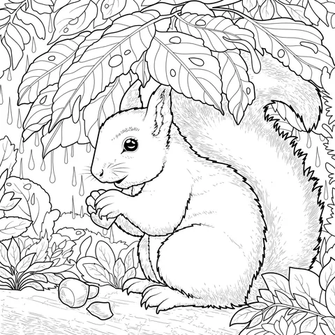 Squirrel in the Rain