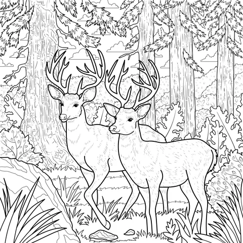 Two deer in the forest