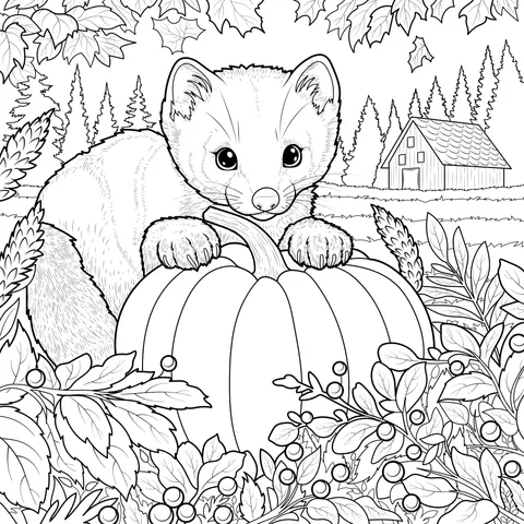 Adorable Weasel in Autumn