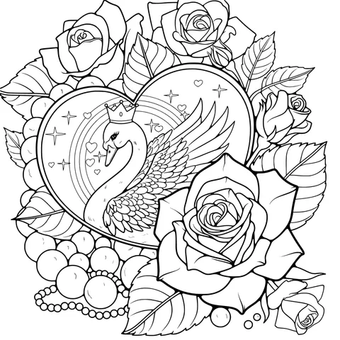 Dreamy Swan and Heart of Roses