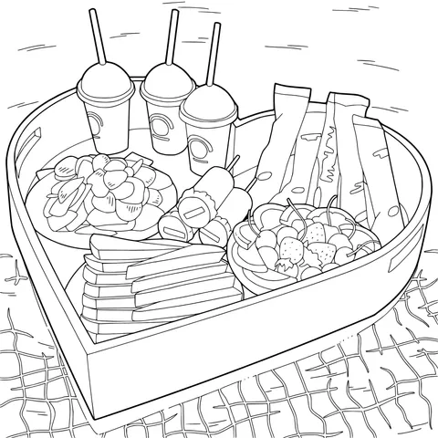 Delicacies in a Heart - shaped Boat