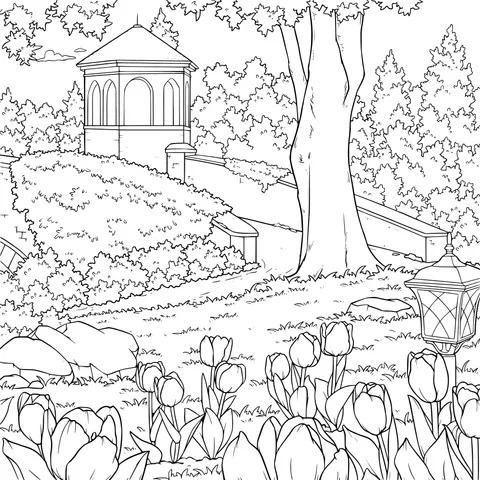 Pavilion scene in the garden