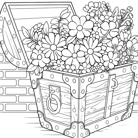 Wooden box filled with flowers