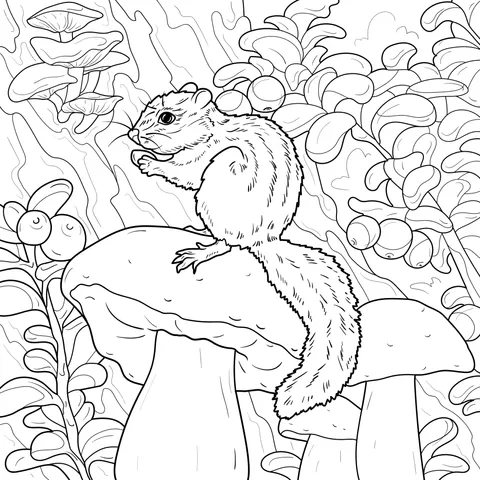 Chipmunk on Mushrooms