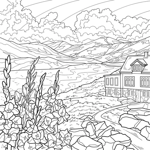 Beautiful Scenery of Mountain - side House by the Lake