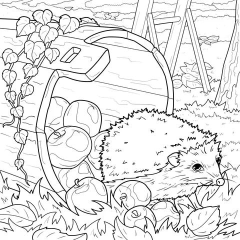 Autumn Hedgehog and Apples