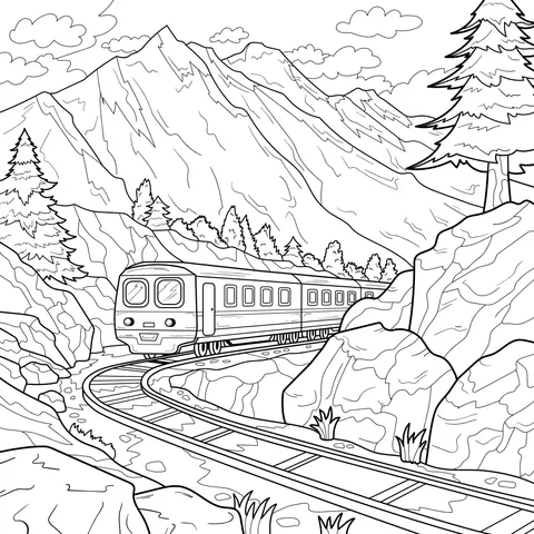 Train traveling in the mountains