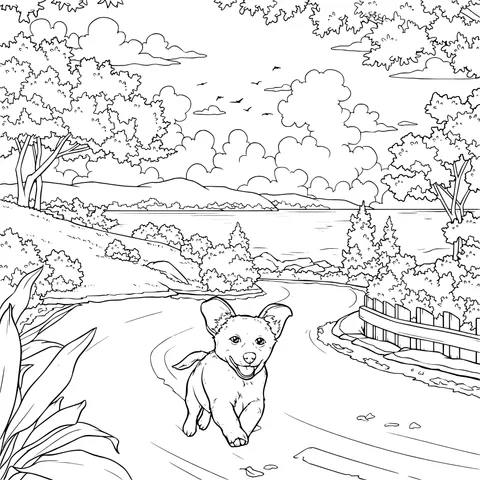 Happy - running Corgi Dog