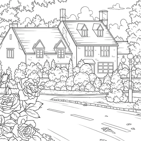 Warm Residential Scene in Autumn