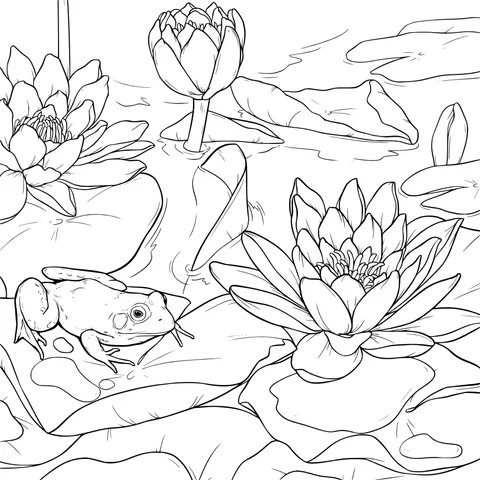Frog in Lotus Pond