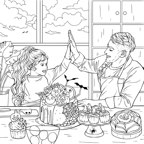 Joyful Baking Time for Father and Daughter