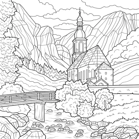 Beautiful Church in Mountainous Area in Autumn