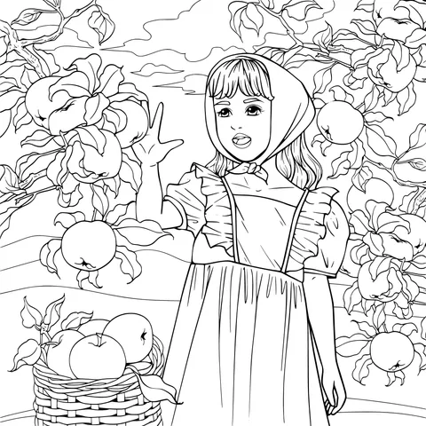 Girl Picking Apples in the Countryside