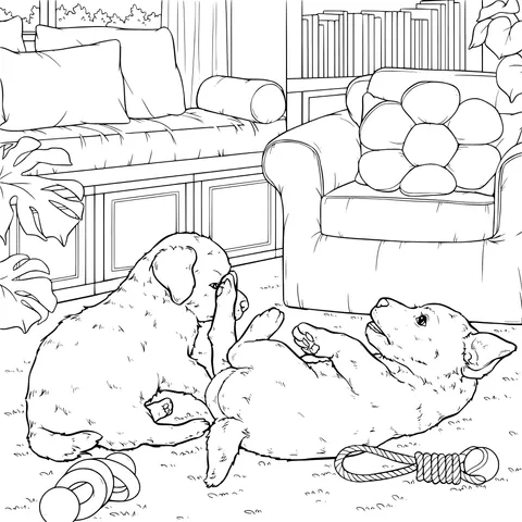 Puppies Playing Indoors