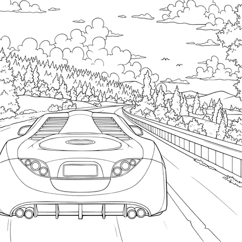 Pink Sports Car on the Highway