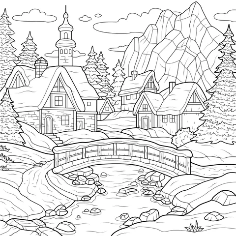Beautiful Winter Mountain Village