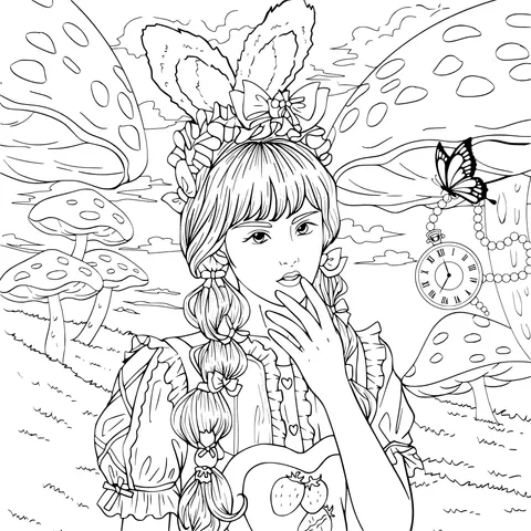 Dreamy Girl with Bunny Ears