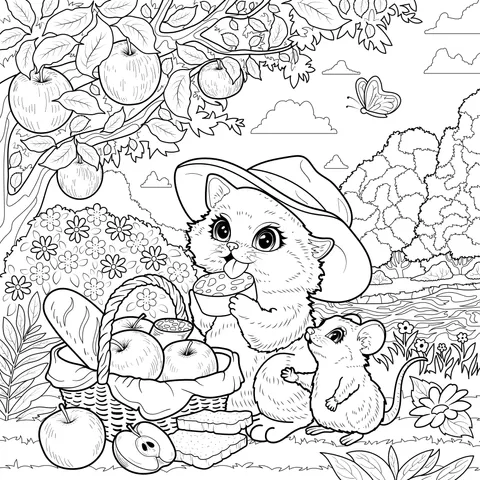 Cat Picnic Scene