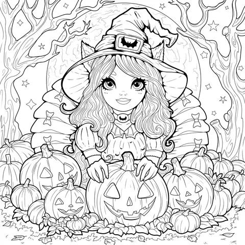Witch and Pumpkins