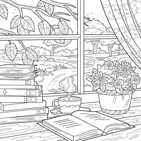 Autumn Reading Time by the Window