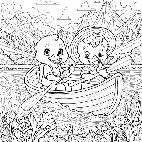Ducks Rowing a Boat