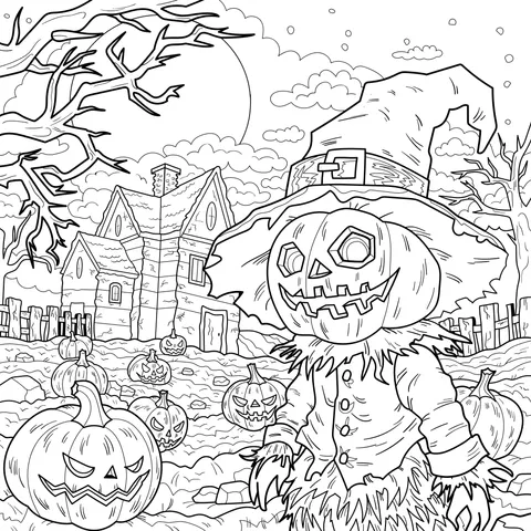 Pumpkin - headed Scarecrow Illustration