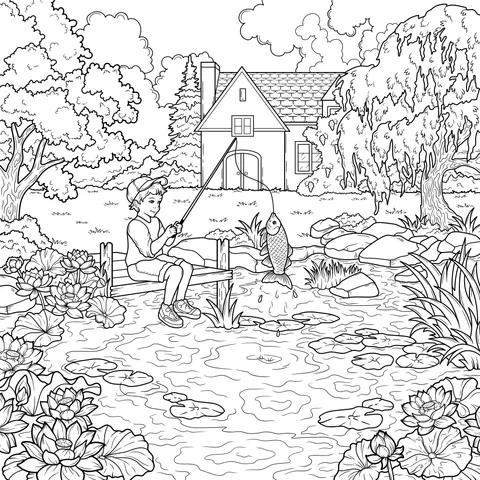 Fishing Time by the Pond