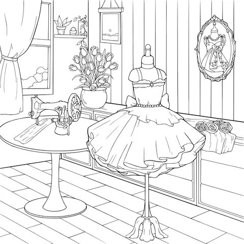 A Beautiful Dress in the Sewing Studio