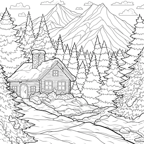 Cabin in the Mountain Forest