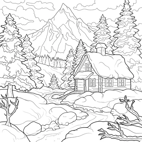 Beautiful Winter Mountain - dwelling Scene
