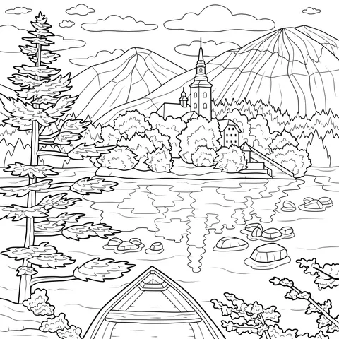 Castle Scenery by the Autumn Lake