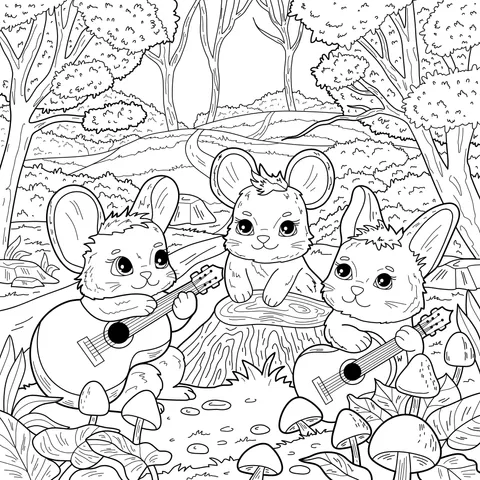 Cute Mice Playing in the Autumn Forest
