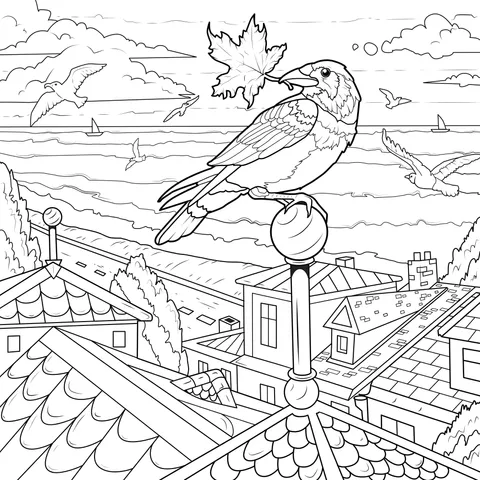 Crow Standing on the Roof