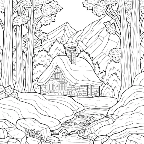 A Cottage in the Winter Forest