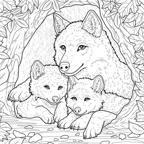 Mother Wolf and Her Cubs