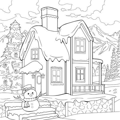 Snow - scene of a Winter Cottage