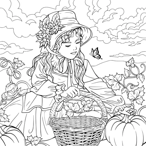 Girl Picking Melons in the Countryside