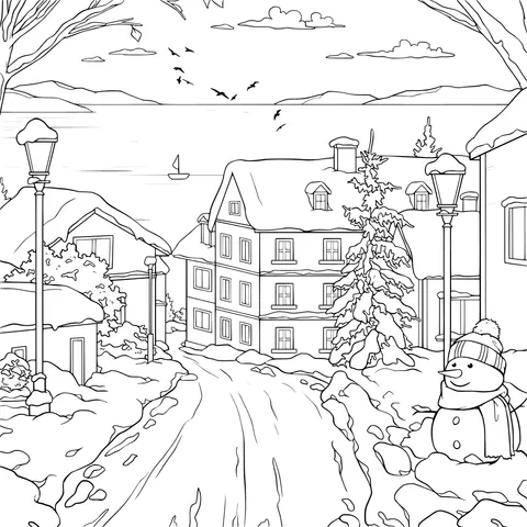 Beautiful Winter Town Scene