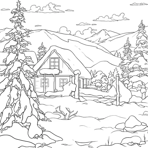 Winter Cabin in the Woods