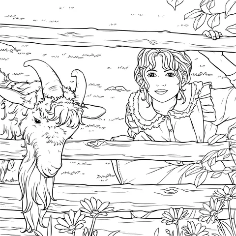 Girl and Goat in a Pastoral Scene