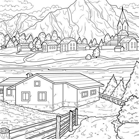 Beautiful Autumn Village Scenery