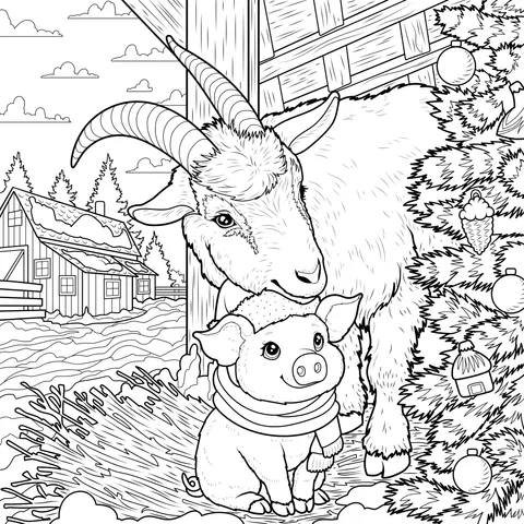 Animal Companions on a Winter Farm