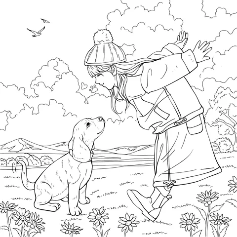 Interaction between a Girl and a Puppy