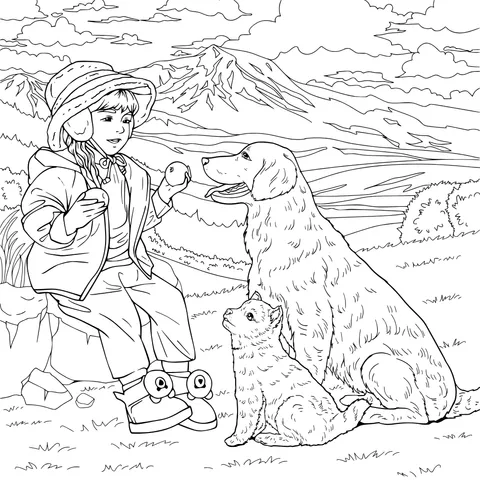 A Girl's Outdoor Time with Dogs