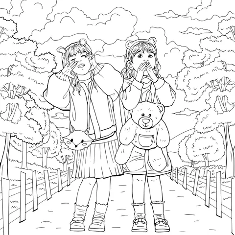 Joyful Girls in Autumn
